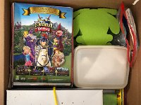 Top layer of toys and crafts  Top layer of toys and craft box